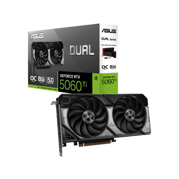 Asus Videókártya NVIDIA Dual GeForce RTX 5060 Ti 8GB OC Edition (DUAL-RTX5060TI-O8G)